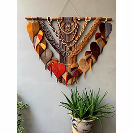 knottyartsisansco555 macrame wall hanging - mixed color macrame leaves wall hanging
