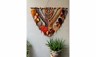 Macrame Wall Hanging - Mixed Color Macrame Leaves Wall Hanging