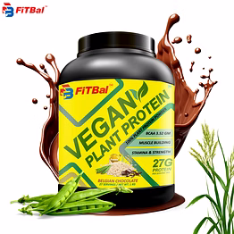 plant protein (chocolate) | 27g protein,5.5 bcaa| pea isolate| plant based protein powder for women & men | essential amino acids| protein supplement, clean, sugar free, 1kg
