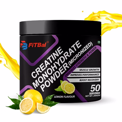 balextra creatine monohydrate powder 200gm (micronized) | lemon flavour | 50 servings | enhances strength & power