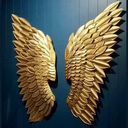 amrit kalash angel wings metal wall art for living room – 52×24 inch elegant wing decor