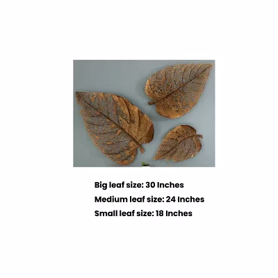 amrit kalash metal leaf wall hanging – set of 3 elegant nature-inspired pieces (30″, 24″, 18″)