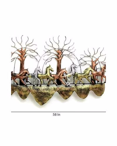 Wrought Iron 7 Horses Wall Decor With LED-Amr1025