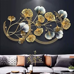 amrit kalash special double round with leaves metal wall art – 48×24 inch