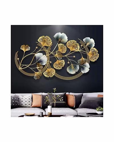 Special Double Round with Leaves Metal Wall Art – 48×24 Inch-Amr1027