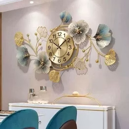 amrit kalash floral metal wall clock – elegant wall decor for living room and hall