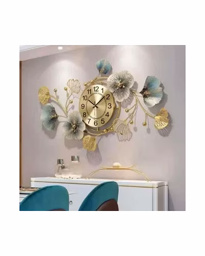Floral Metal Wall Clock – Elegant Wall Decor for Living Room and Hall-Amr1028