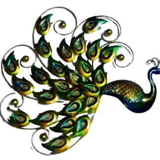 amrit kalash peacock wrought iron wall hanging