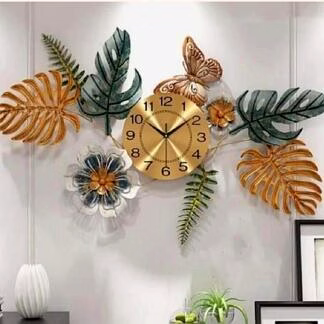 amrit kalash wrought iron leaf design wall clock