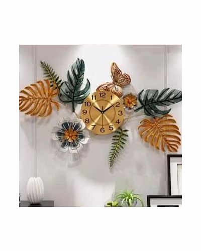Wrought Iron Leaf Design Wall Clock-Amr1030