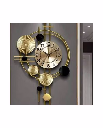Wrought Iron Clock With Decorative Golden Plates-Amr1034
