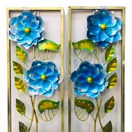 amrit kalash wrought iron flower design metal wall hanging set of two