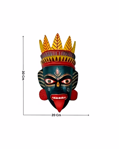 Kushmandi Kalika Wooden Face Mask Wall Hanging &amp; Decor-Amr1051