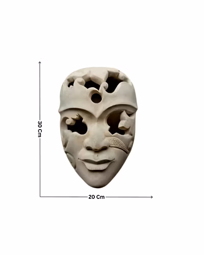 Kushmandi Wearable Wooden Face Mask Aadivasi Mahila Wood Mask-Amr1053
