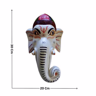 amrit kalash kushmandi ganesha wooden mask