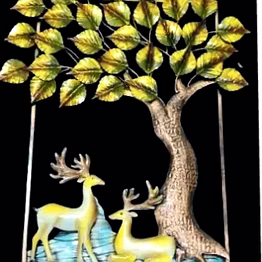 amrit kalash wrought iron wall hanging tree with deer