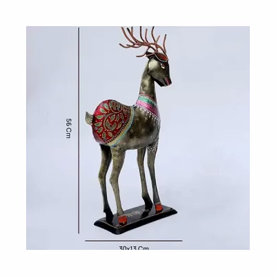 amrit kalash deer statue table decor set of 2 handcrafted iron multicolor showpiece (11.81×5.12×22.05) inch