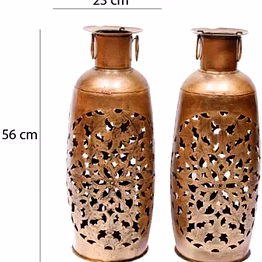 amrit kalash iron long pot table decor set of 2 decorative showpiece (56x10x12) cm