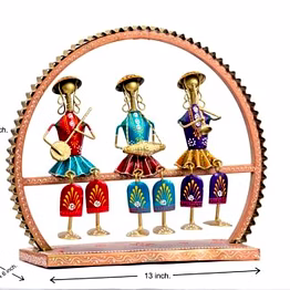 amrit kalash wrought iron round wall decor 3 musician sitting