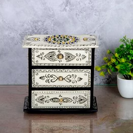 amrit kalash decoratie wooden mdf multicolor 3 storage drawer