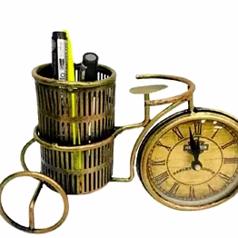 amrit kalash wrought iron antique bicycle pen holder with clock