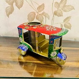 amrit kalash rajasthani tuk tuk metal pen holder handcrafted desk organizer (15x6x10) cm