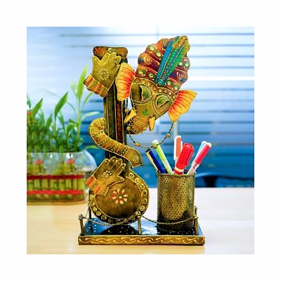 amrit kalash wrought iron ganesha aesthetic pen stand