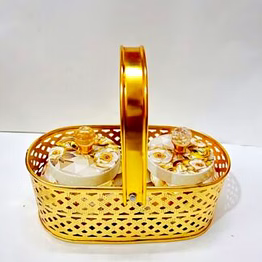 amrit kalash wrought iron basket with two jars
