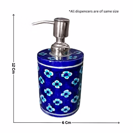 amrit kalash blue pottery liquid soap dispenser pump (stainless-steel) (390 ml)