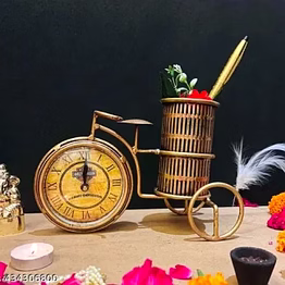 amrit kalash antique pen holder with clock – elegant desk & home décor