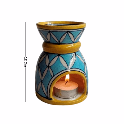 amrit kalash jaipur blue pottery aroma diffuser – 4 inch | elegant home & gift item