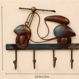 amrit kalash antique rustic scooter shape wall hook 4-hook home decor multiple key hanger