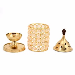 amrit kalash brass round oil lamp / diwali decoration item
