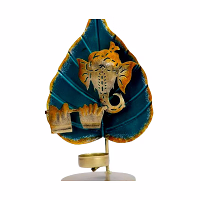 amrit kalash wrought iron leaf ganesha t-light
