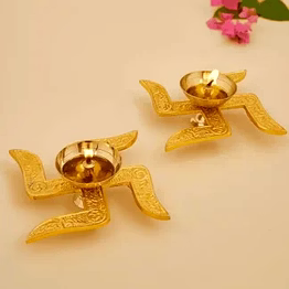 amrit kalash swastik design brass akhand diya for diwali décor & return gifts