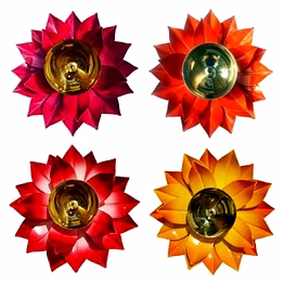amrit kalash wrought iron flower t-light candle holder/stand