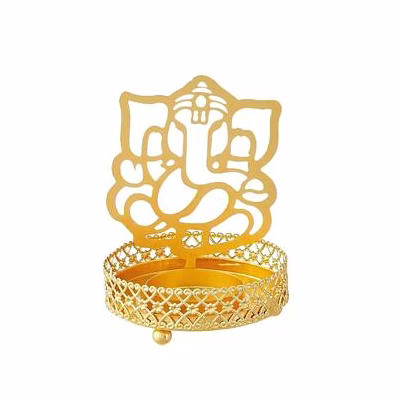 amrit kalash wrought iron gold t-light candle holder / stand