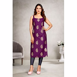 rayon foil straight a line regular kurti