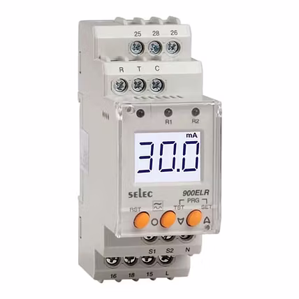 SELEC 900ELR-2-230V-CE Digital Earth leakage Relay, Din Rail-12730739