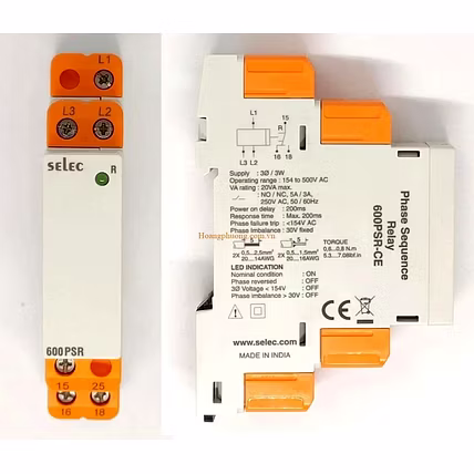 Selec Phase sequence Relay 600PSR-CE-2