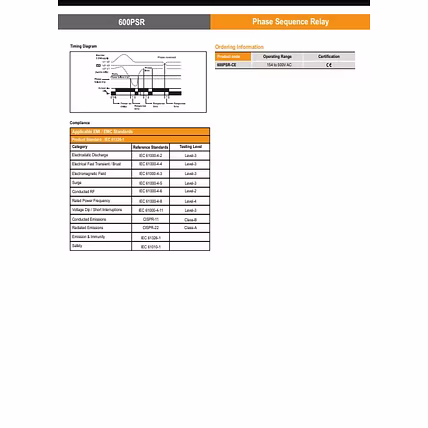Selec Phase sequence Relay 600PSR-CE-4