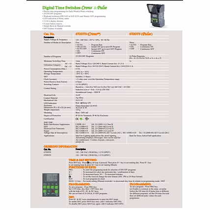 GIC Digital Time Switch Chrono, Model No.: 67DDT0, 110-240 Vac-2