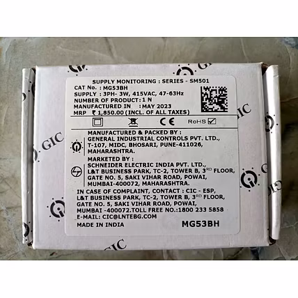 GIC MG53BH Voltage Monitoring Relay With DPDT Contacts, For Control Panel, 3 Pole-2