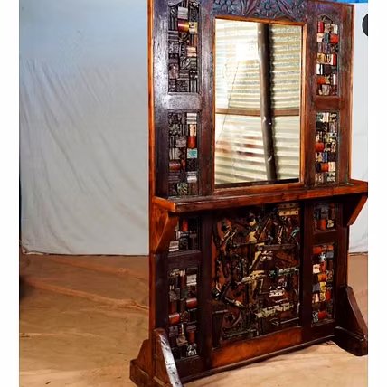Antique mirror wooden table-1