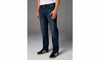 Men's Dark Blue Straight Fit Vintage Wash Denim jeans