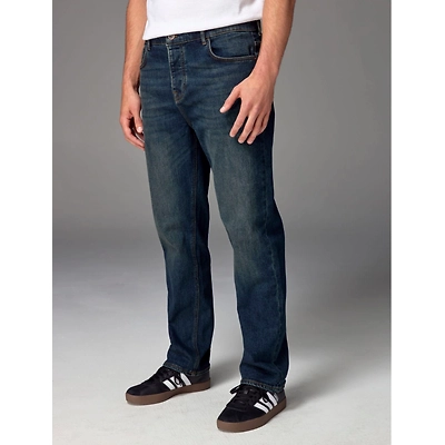 Infinitychems Men's Dark Blue Straight Fit Vintage Wash Denim jeans