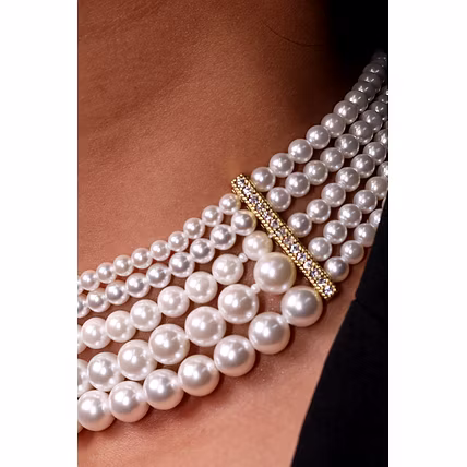 Layered Pearl Choker - Gemstones Necklace-2