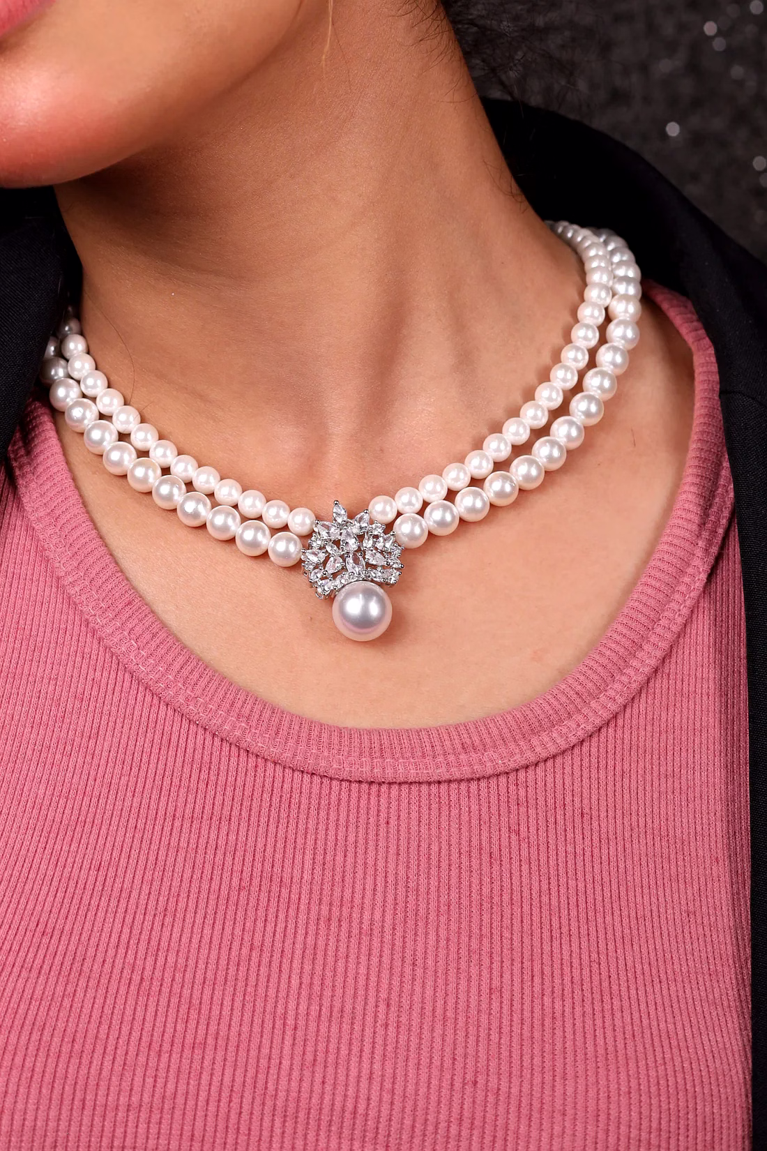 Elegant Pearls & Pendant Necklace - Gemstones Necklace image 2