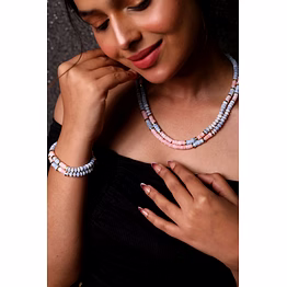 emryn amazonite & pink opal heishi beads necklace - gemstones necklace