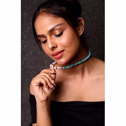 Amazonite with fresh water pearl necklace - Gemstones Necklace-12733861